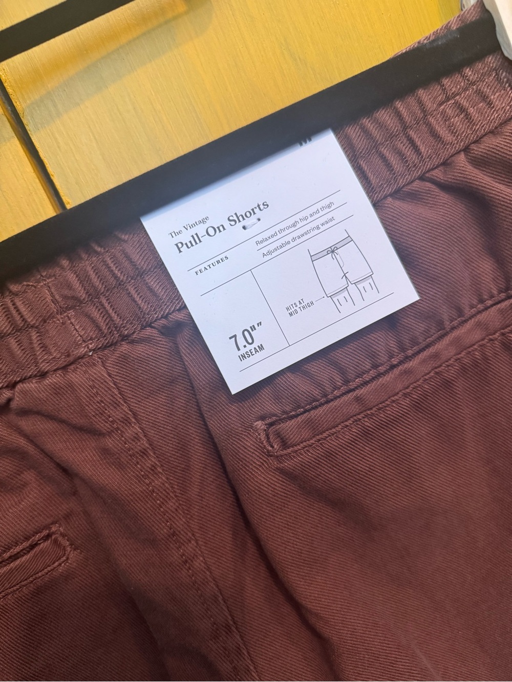 Goodfellow brand Men's Casual Rusty Brown Drawstring Shorts - Picture 3 of 11